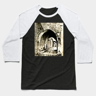 Gothic arch with medieval urban walkway Baseball T-Shirt